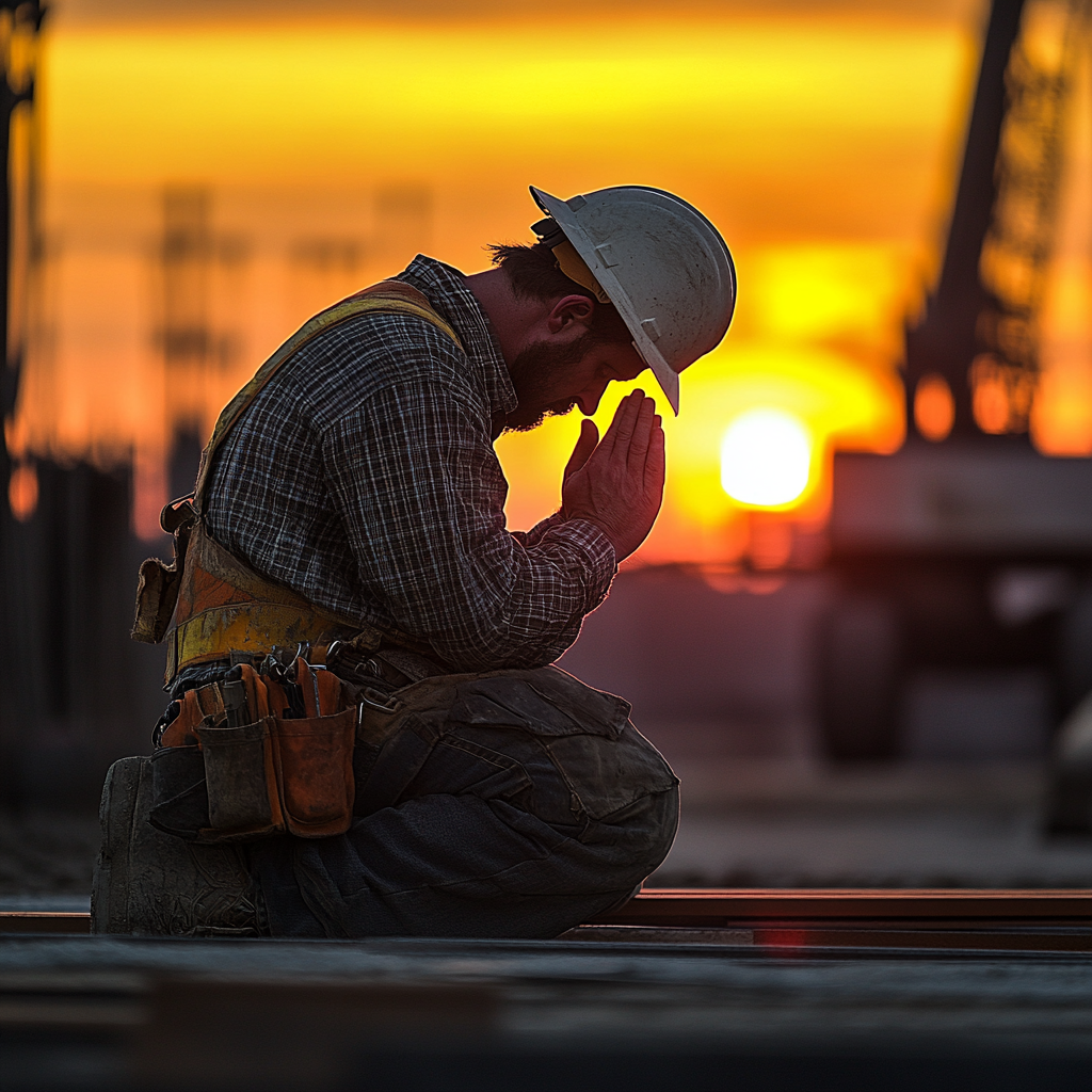 u2925389345_gritty_blue_collar_worker_in_his_40s_praying_on_t_09b1d842-4a74-44d4-a23e-535b3a112240_1